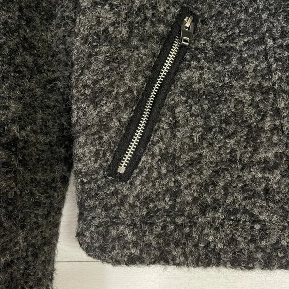 Grey fuzzy wool winter moto style jacket - Picture 7 of 10